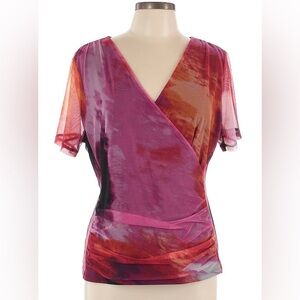 NWT Women’s DKNY Multicolor Wrap Top Featuring Flattering Runching
